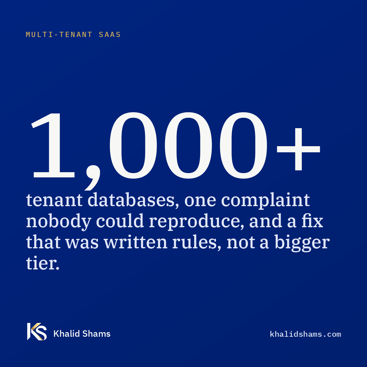 1,000 tenants and a problem you can't reproduce