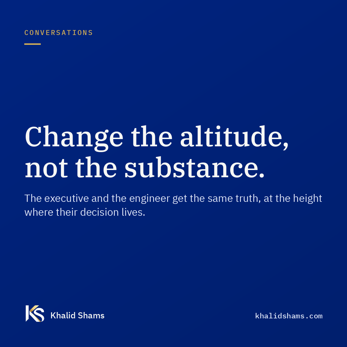 Change the altitude, not the substance