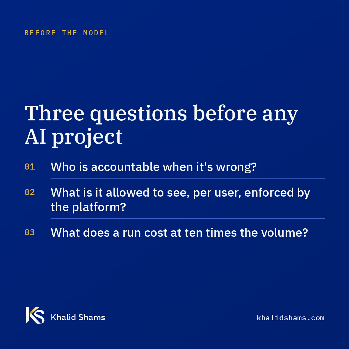 Three questions before any AI project